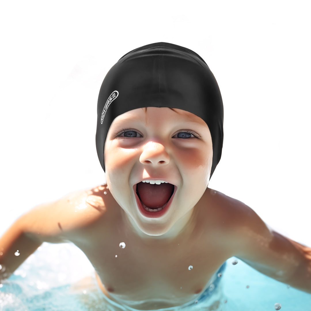 Kinderbadekappe für Jungen in Schwarz