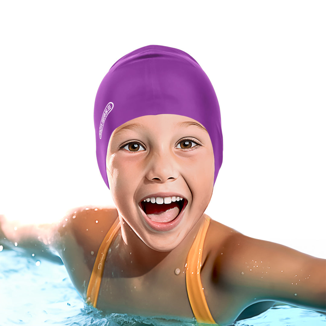 Kinderbadekappe für Mädchen in der Farbe Violett
