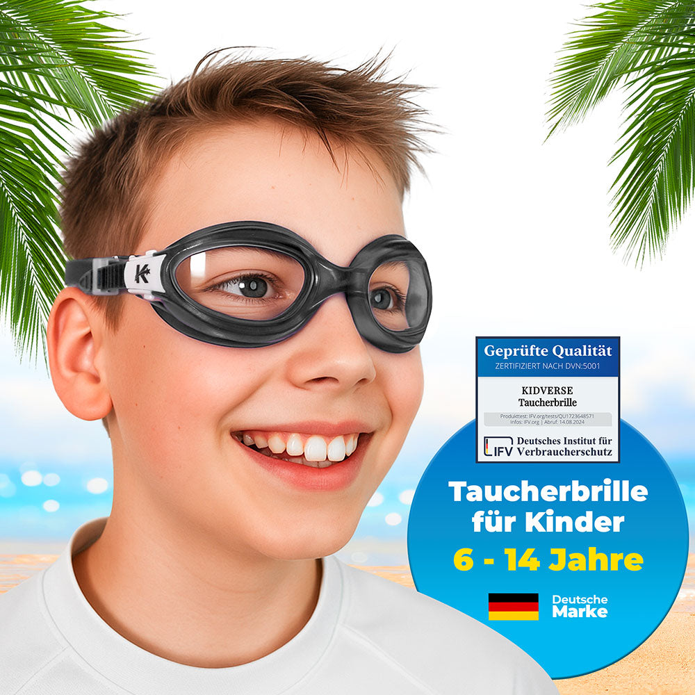 Kinderschwimmbrille bruchsicher in Schwarz