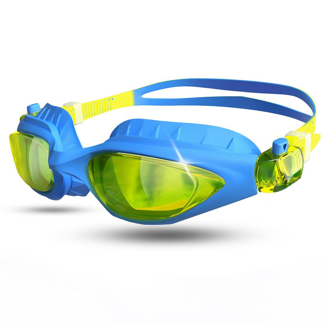Schwimmbrille für Kinder von 3 bis 13 Jahren in gelb blau