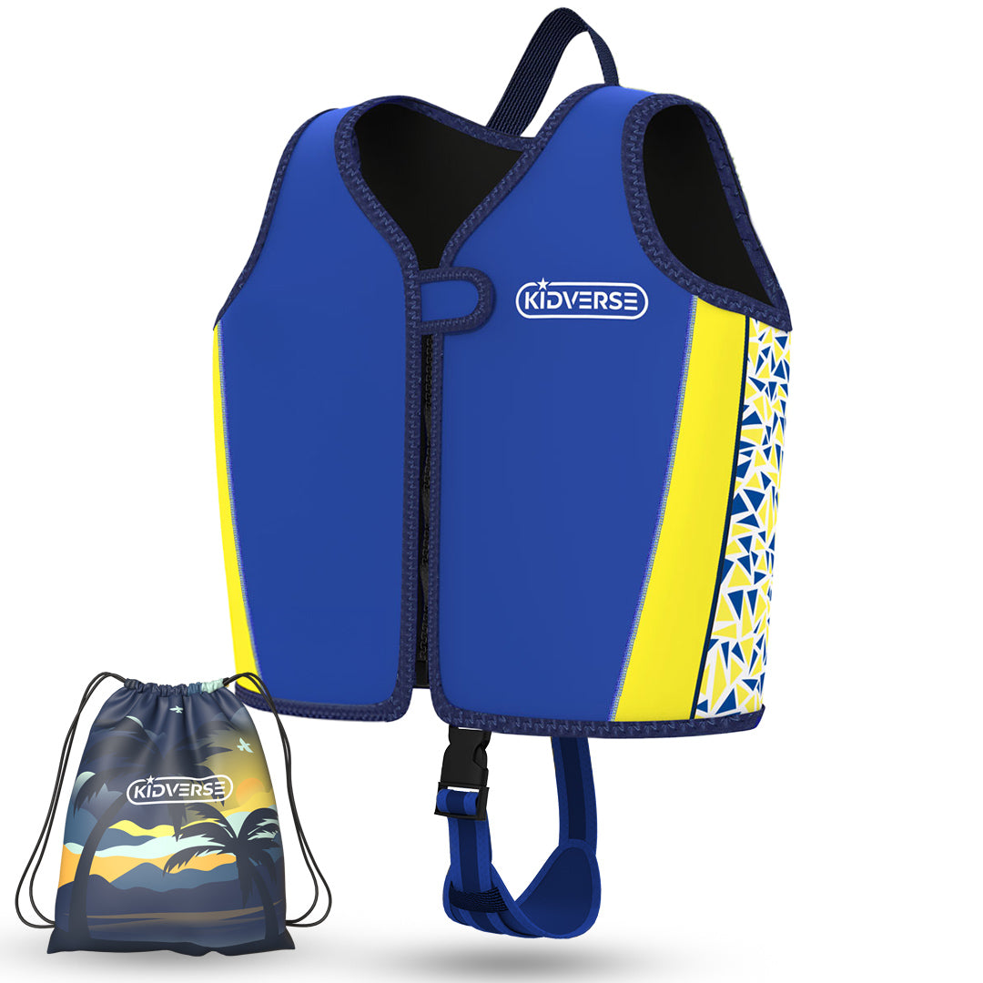 Kinderschwimmweste für Jungen von 2-6 Jahren in Blau Gelb