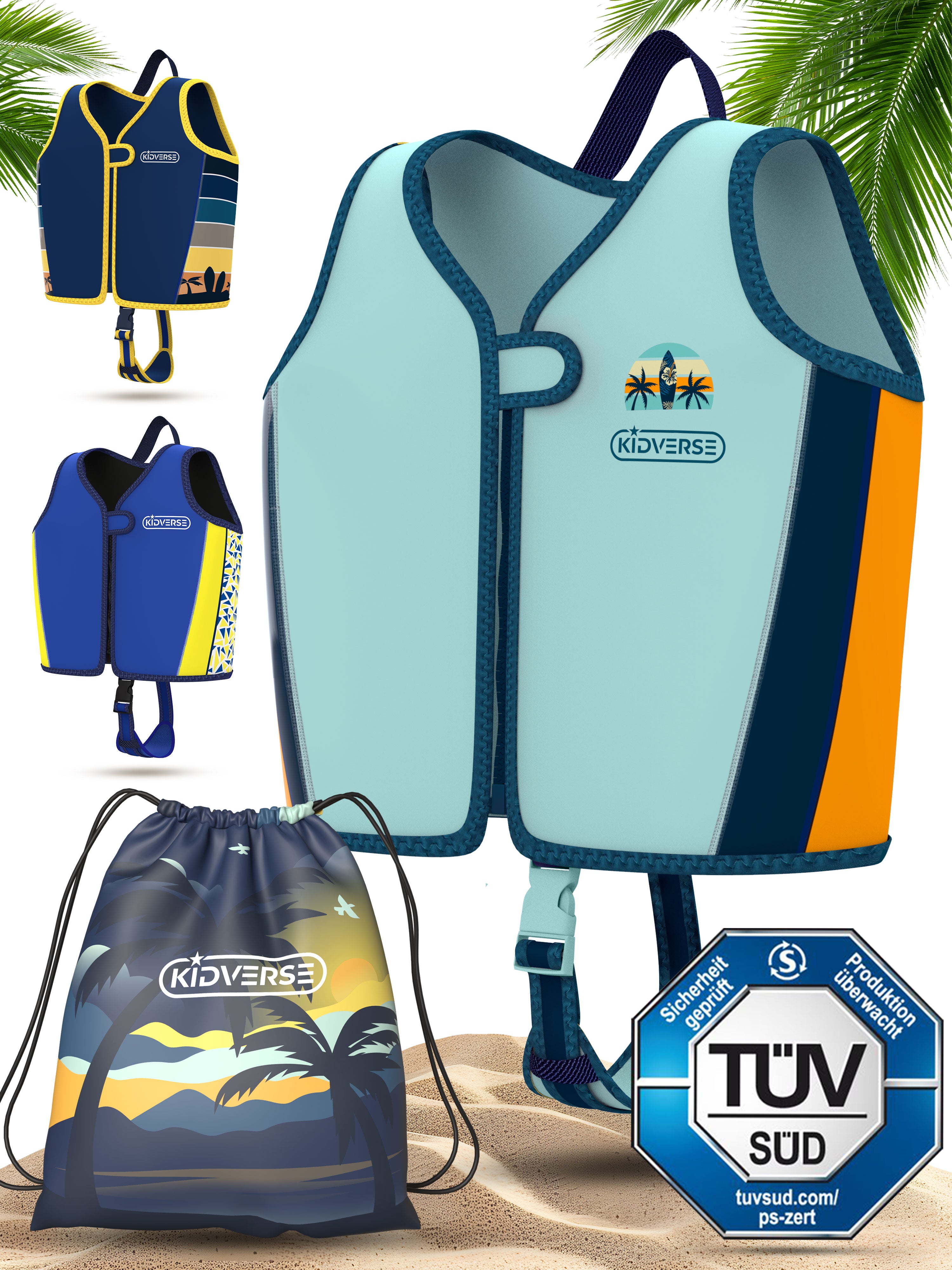 Kinderschwimmweste für Jungen von 2-6 Jahren in Türkis