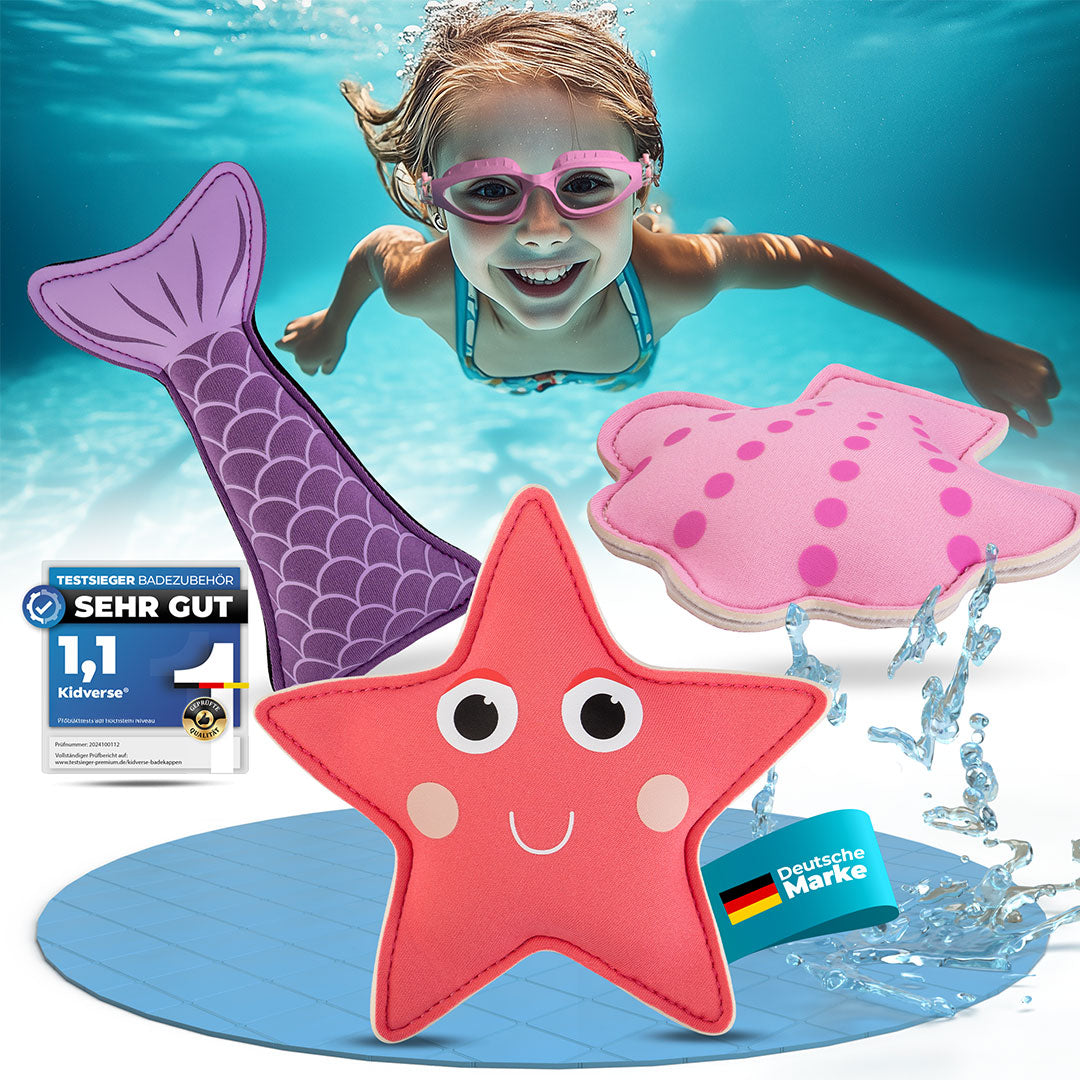 Tauchspielzeug Seestern, Muschel und Meerjungfrauenflosse für Kinder von Kidverse