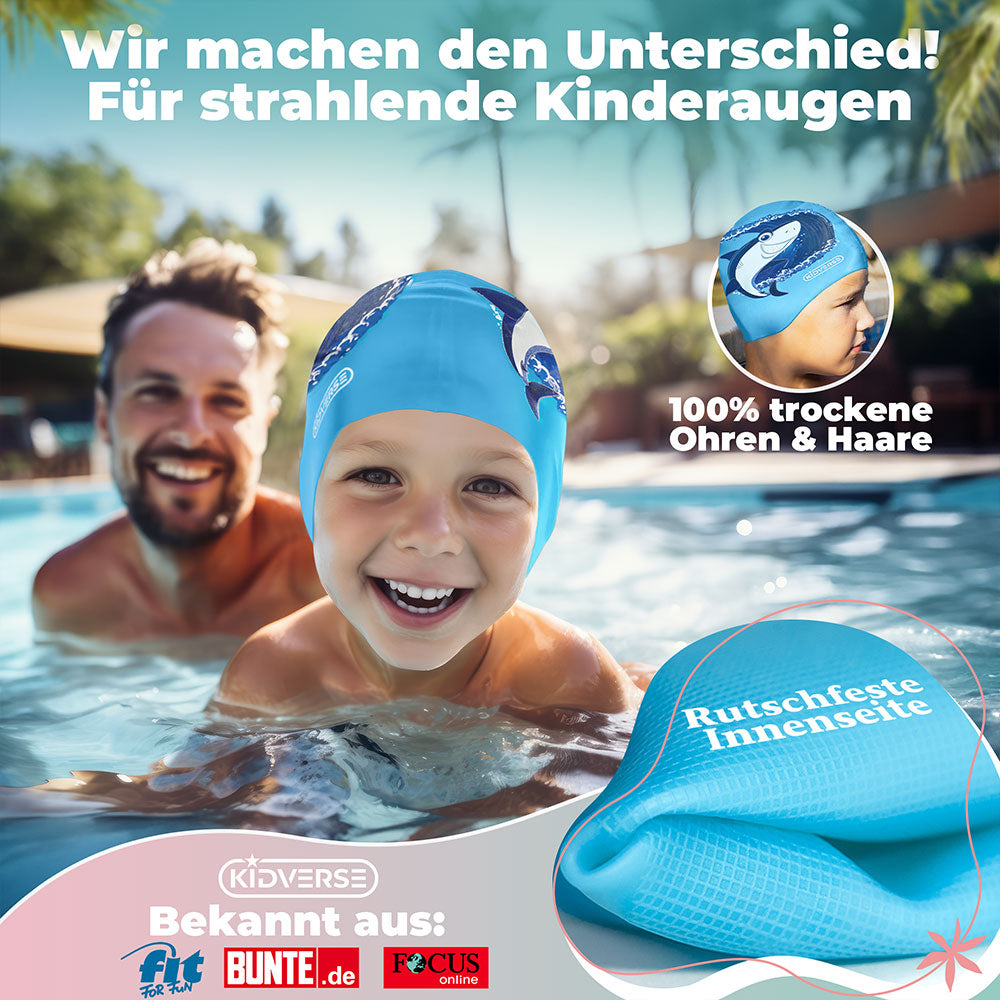 Kinder Badekappen für Jungen von 2 -12 Jahren