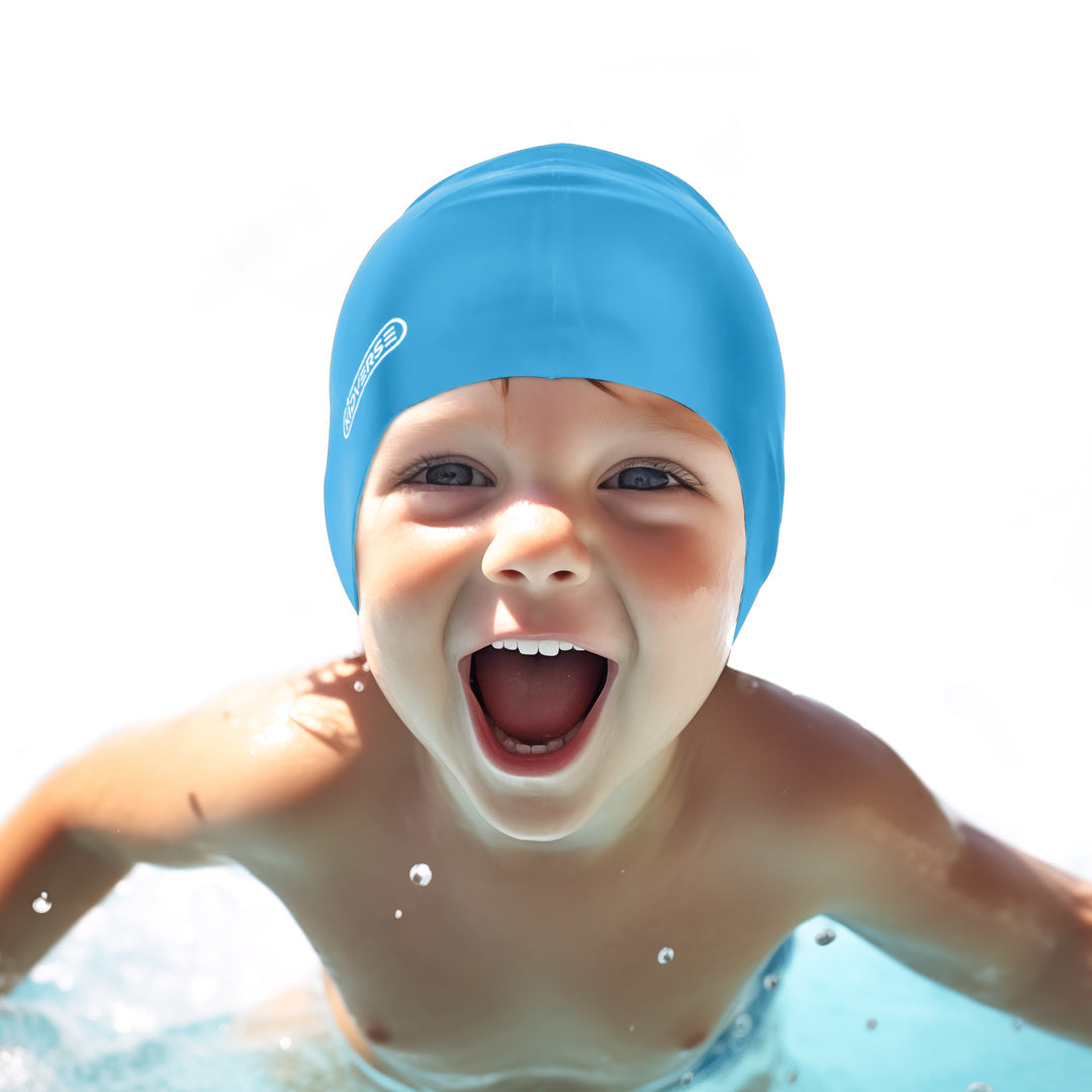 Kinderbadekappe für Jungen in der Farbe hellblau