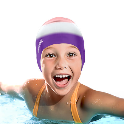 Kinderbadekappe für Mädchen in Lila Rosa Weiß Farbverlauf