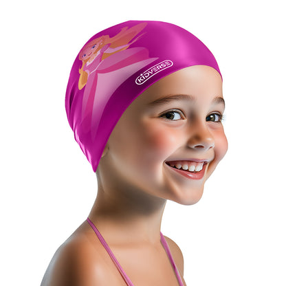 Kinderbadekappe für Mädchen in Pink mit Prinzessinnen Motiv