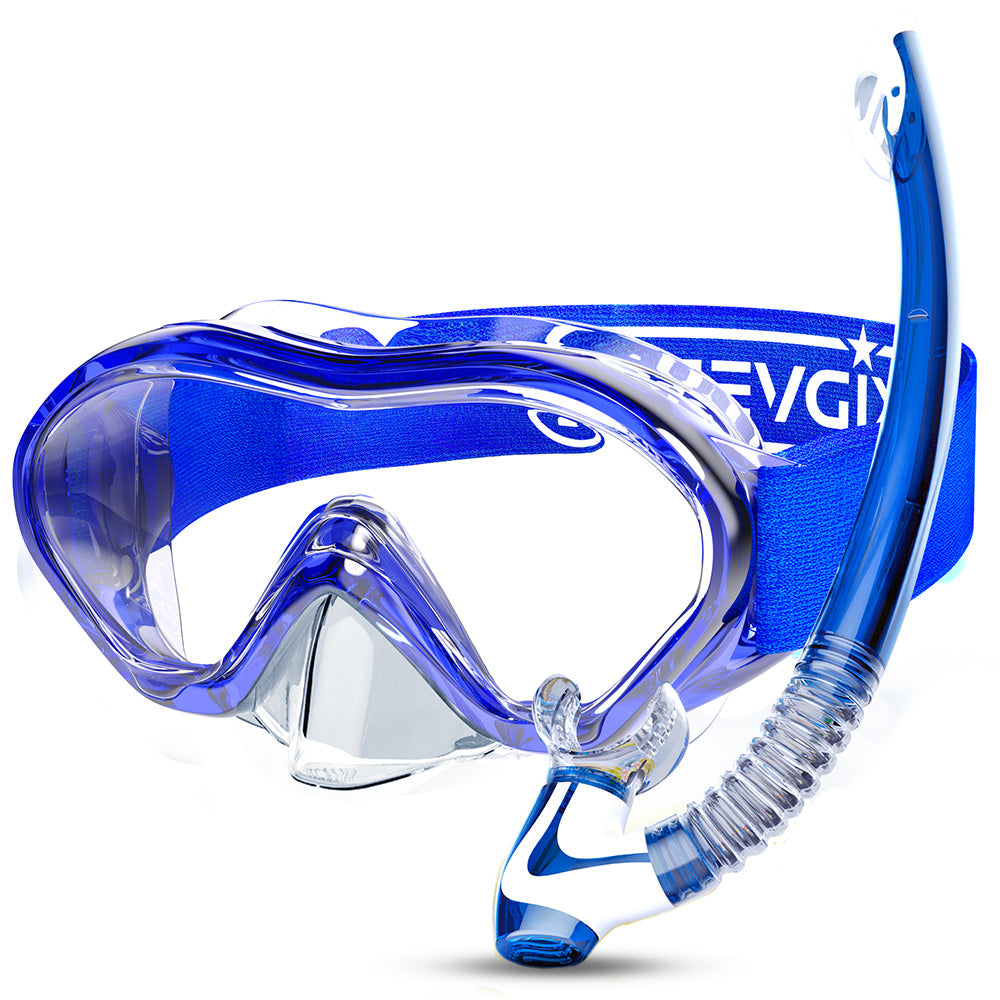 Schnorchel Set mit-Strapband für Kinder Blau