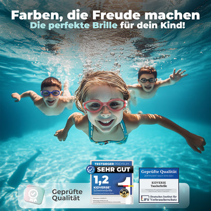 Schwimmbrille für Kinder mit bruchsicheren Gläsern von 3 bis 13 Jahren