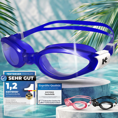 Schwimmbrille für Kinder mit bruchsicheren Gläsern von 3 bis 13 Jahren
