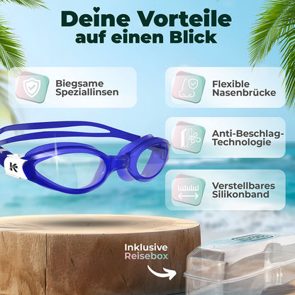 Schwimmbrille für Kinder mit bruchsicheren Gläsern von 3 bis 13 Jahren
