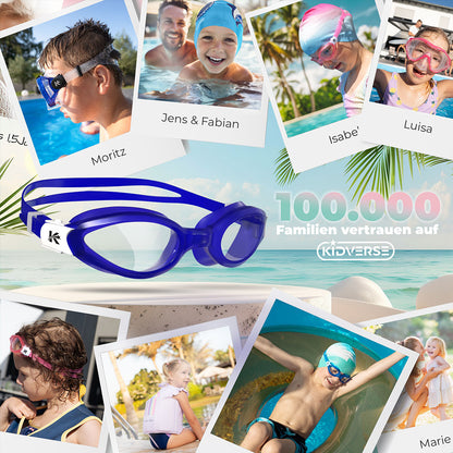 Schwimmbrille für Kinder mit bruchsicheren Gläsern von 3 bis 13 Jahren