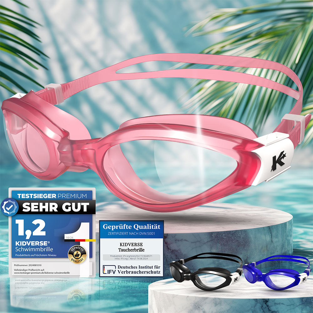 Schwimmbrille für Kinder mit bruchsicheren Gläsern von 3 bis 13 Jahren