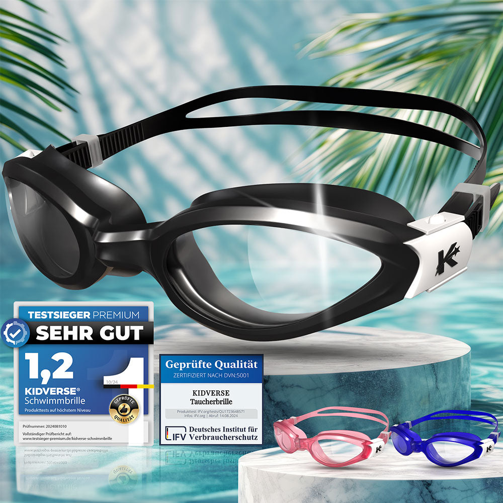 Schwimmbrille für Kinder mit bruchsicheren Gläsern von 3 bis 13 Jahren