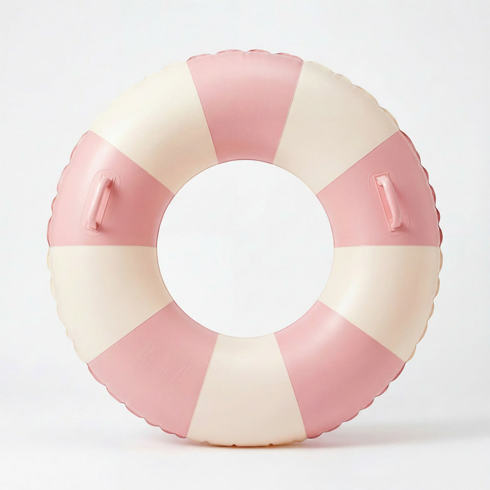 Aufblasbarer Kinder-Schwimmring im pink-weißen Streifen-Design