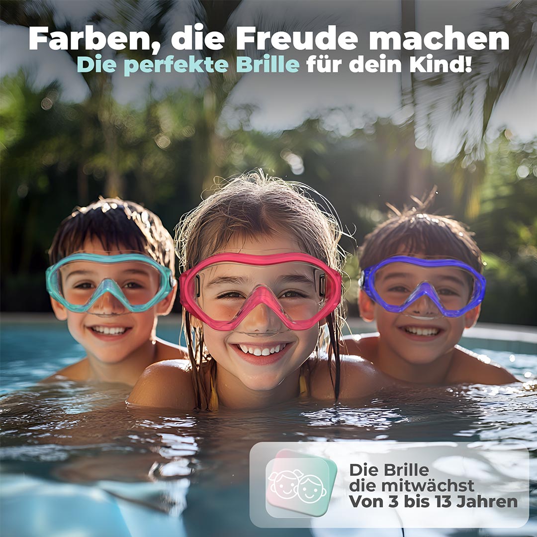 Taucherbrille für Kinder mit Nasenschutz von 5 bis 13 Jahren